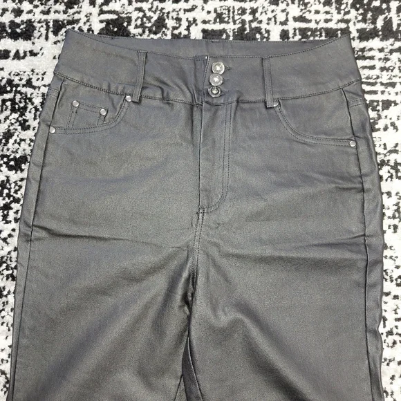 SPYM Luxe Coated Black Edgemont Ultra Skinny Ankle Zip Pants Size 38 (M) - Picture 16 of 16